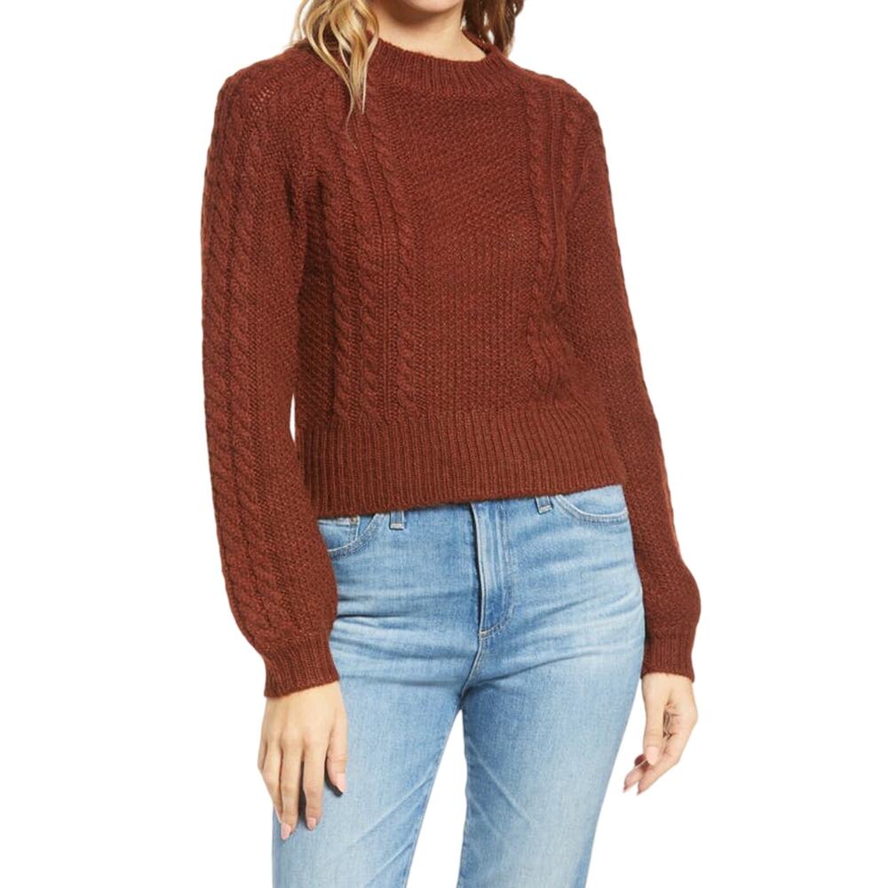 REFORMATION Dita Cable Alpaca Sweater Cinnamon Mock Neck Medium